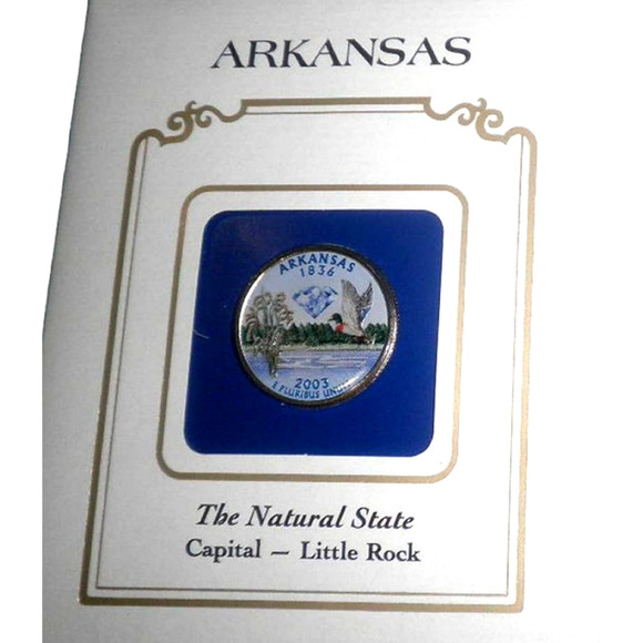 ARKANSAS COLORIZED QUARTER & FIRST DAY COVERS BY POSTAL COMMEMORATIVE SOCIETY - Picture 2 of 3